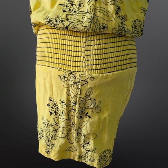 Y2K Yellow Floral Embroidered Romper Size S Boho Fairy Festival Long Sleeve - Picture 7 of 10